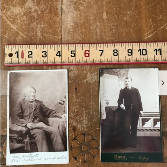 2 Antique Cabinet Card Photo Chin Curtain Teachr Mr Westgate Namao Calgary Canda - Picture 1 of 2